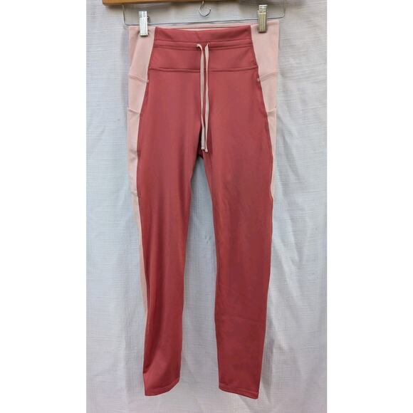 Fabletics Womens Ultracool Leggings Sz XS Mauve Mid-Rise Shine Panel Drawstring - Picture 1 of 6